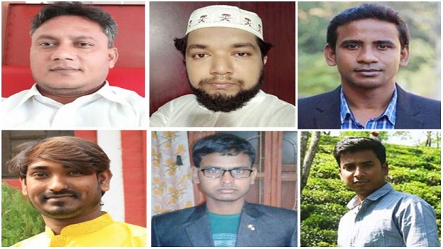 মেহেদী হাসান শ্যামল (ওপরে বাম থেকে), আবু সাঈদ, ও মিজানুর রহমান। নিচে বাম থেকে আসাদুজ্জামান নূর, আবদুর রহিম ও মেহেদী হাসান